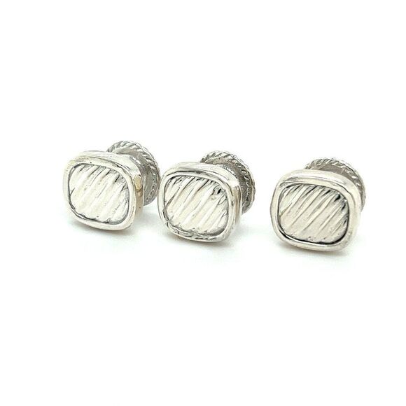 David Yurman Estate PC Tuxedo Button Set Sterling Silver DY412 - Picture 4 of 11